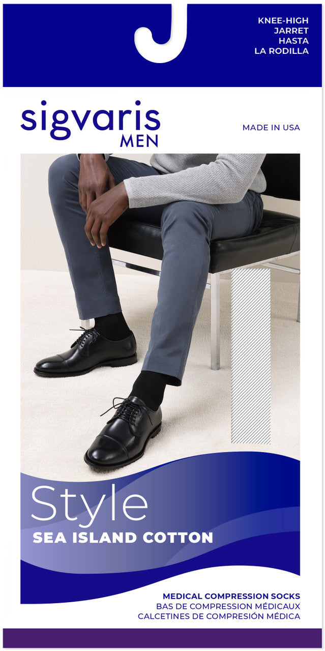 Sigvaris Men's Style Sea Island Cotton Knee High 20-30mmHg - Compression Level: Firm 20-30 MmHg - Male - Knee