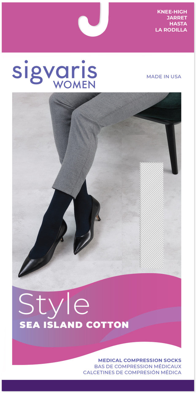 Sigvaris Women's Style Sea Island Cotton Knee High 20-30mmHg - Compression Level: Firm 20-30 MmHg - Unisex - Knee