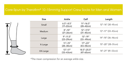 Core-Spun by Therafirm® Gradient Compression Crew Socks 10-15 mmHg