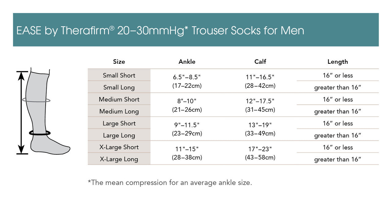 EASE by Therafirm® Moderate Support Mens Trouser Socks 20-30mmHg