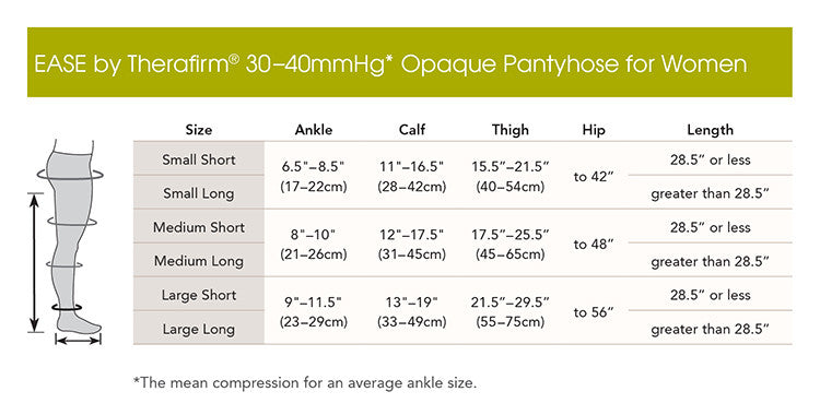 Therafirm EASE Opaque Firm Support Women's Pantyhose 30-40mmHg - Compression Level: Extra Firm 30-40 MmHg - Unisex - Leg