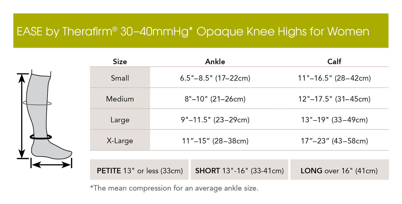 Therafirm EASE Opaque Firm Support Women's Knee High  30-40mmHg