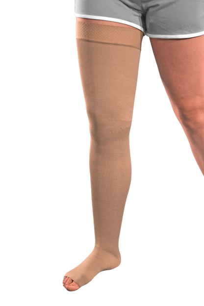 L & R ExoSoft Thigh High with Silicone Top Band 15-20mmHg - Compression Level: Moderate 15-20 MmHg - Unisex - Leg