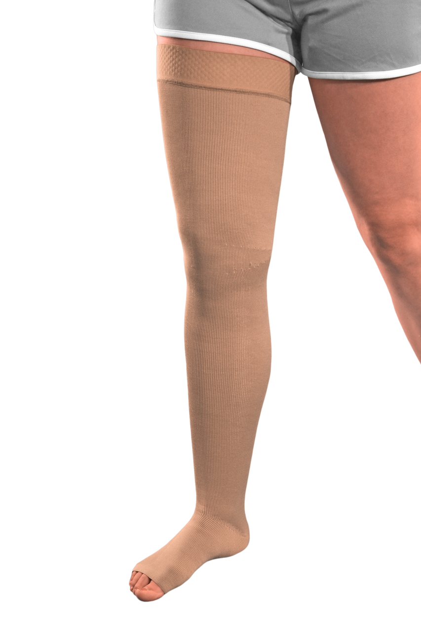 L & R ExoStrong Thigh High with Silicone Top Band 20-30mmHg - Compression Level: Firm 20-30 MmHg - Unisex - Leg