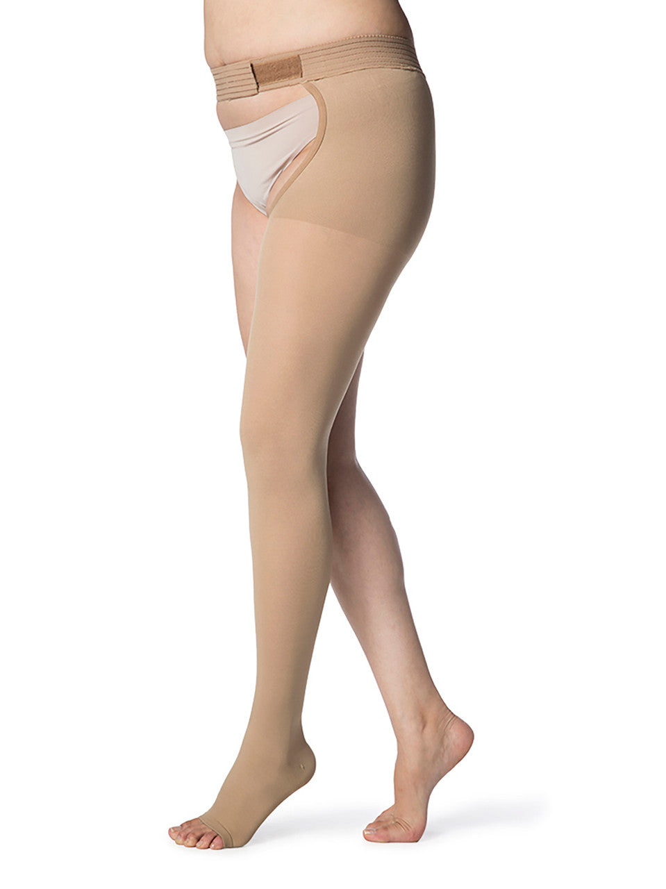 Sigvaris Select Comfort Thigh W/ Waist Attachment, Open Toe 30-40mmHg - Compression Level: Extra Firm 30-40 MmHg - Male - Foot