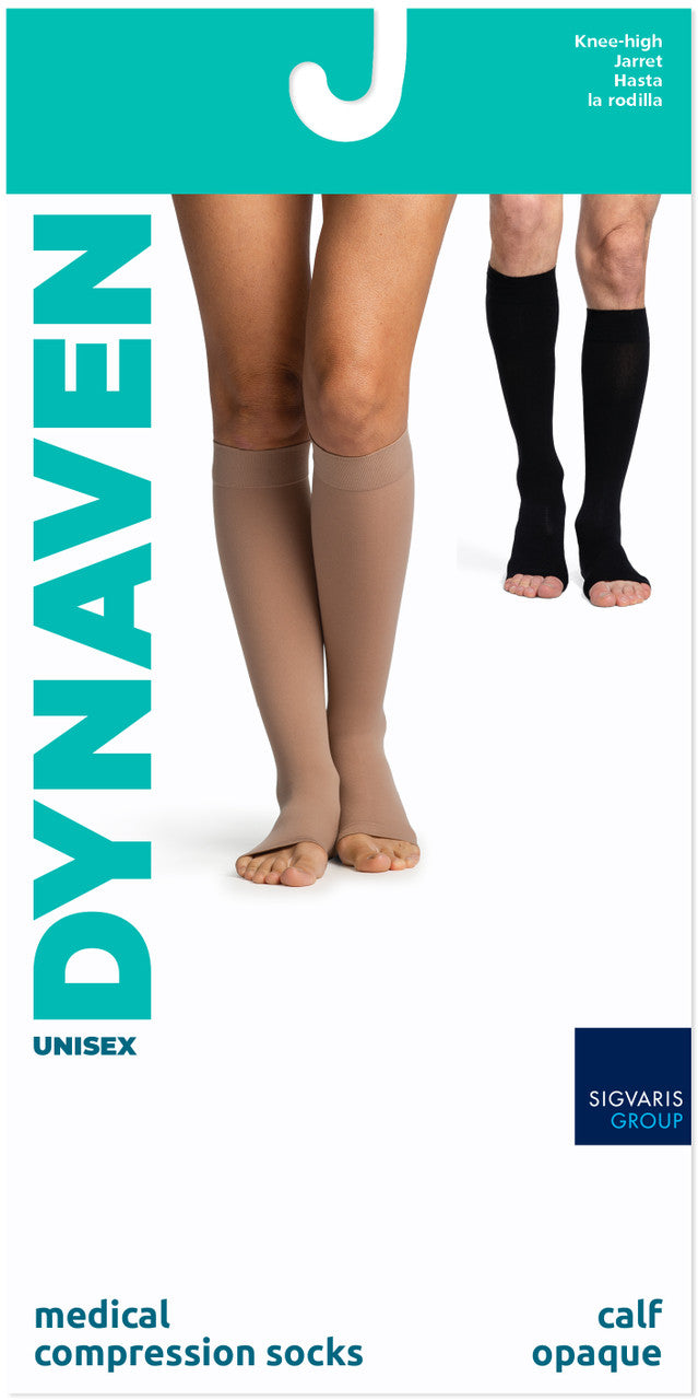 Sigvaris Dynaven Knee High, Open Toe 15-20mmHg - Compression Level: Moderate 15-20 MmHg - Unisex - Foot