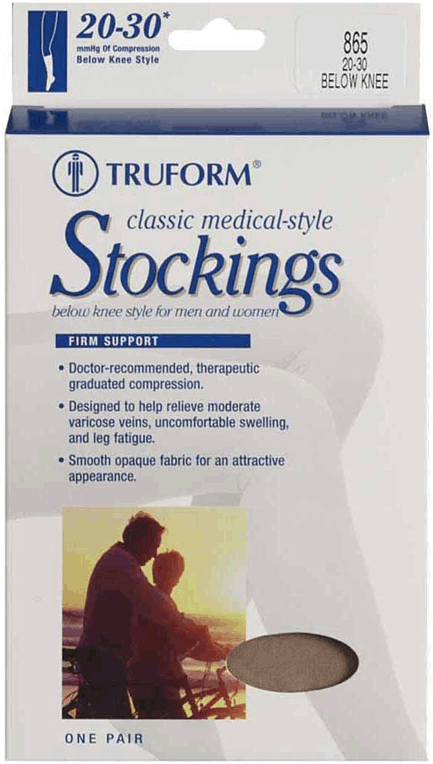 Truform Opaque Knee High with Soft Stay-up Top 20-30mmHg Open Toe - Compression Level: Firm 20-30 MmHg - Unisex - Foot