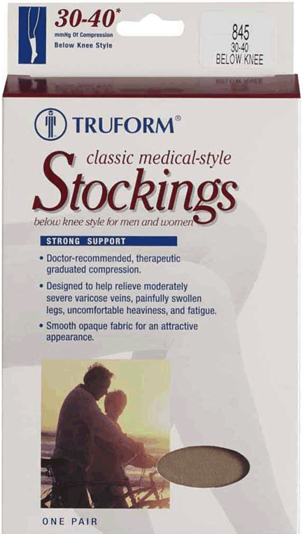 Truform Opaque Knee High with Soft Stay-up Top 30-40mmHg Open Toe - Compression Level: Extra Firm 30-40 MmHg - Unisex - Foot
