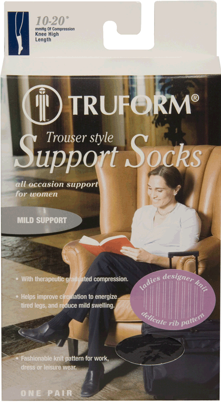 Truform Womens Trouser Ribbed Socks 10-20mmHg