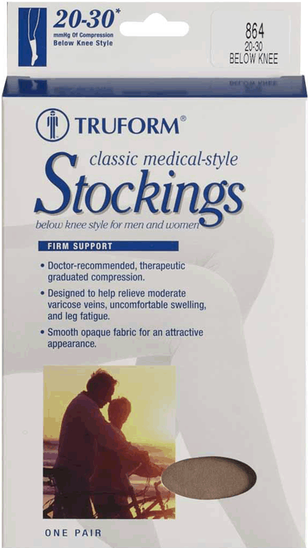 Truform Opaque Knee High W/ Silicone Dot Stay-up Top 20-30mmHg Open Toe - Compression Level: Firm 20-30 MmHg - Unisex - Foot