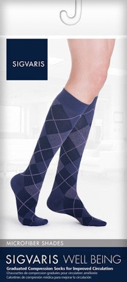 Sigvaris Men's Style Microfiber Patterns Knee High 20-30mmHg - Compression Level: Firm 20-30 MmHg - Male - Knee