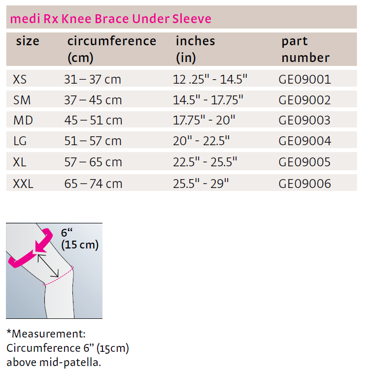 Medi Knee Brace Undersleeve - Unisex - Knee