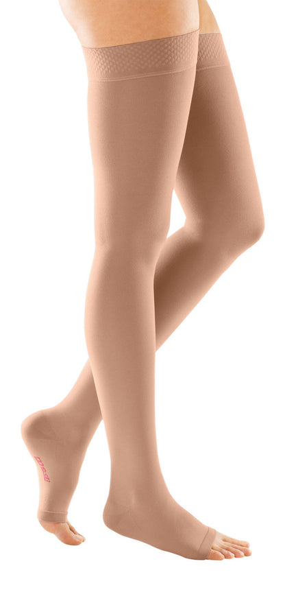 Medi Forte Thigh High w/ Silicone Band, Open Toe 40-50mmHg - Compression Level: Severe 40-50 MmHg - Unisex - Foot