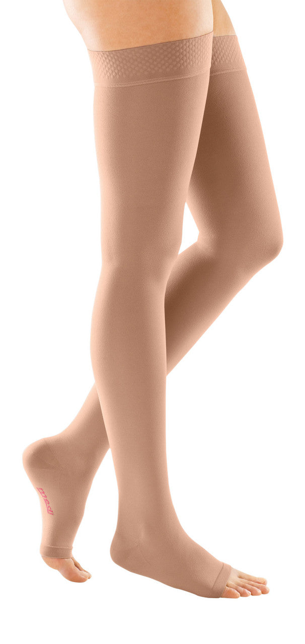 Medi Forte Thigh High w/ Silicone Band, Open Toe 40-50mmHg - Compression Level: Severe 40-50 MmHg - Unisex - Foot