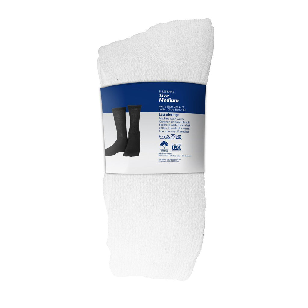 Truform Loose Fit Crew Length 3 Pack Diabetic Socks 8-15mmHg