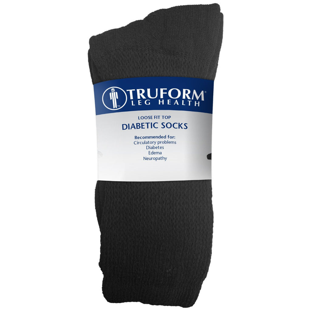 Truform Loose Fit Crew Length 3 Pack Diabetic Socks 8-15mmHg