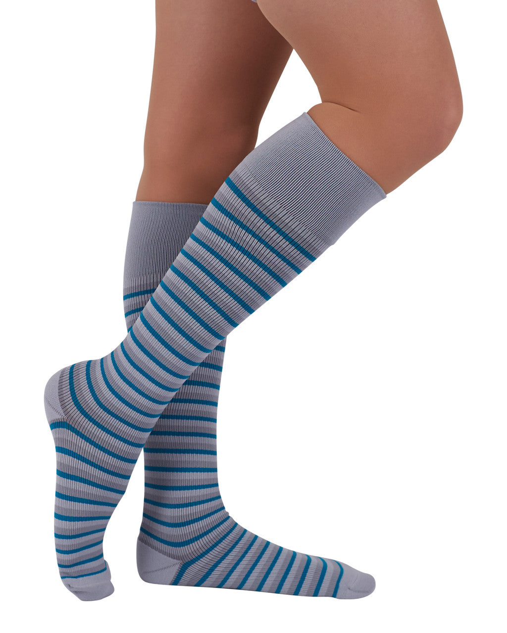 Rejuva Stripe Compression Knee High 15-20mmHg - Compression Level: Moderate 15-20 MmHg - Unisex - Knee