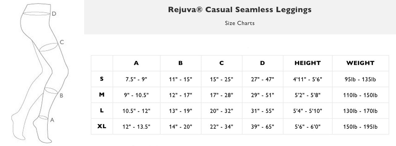 Rejuva Footless Compression Leggings 15-20 mmHg